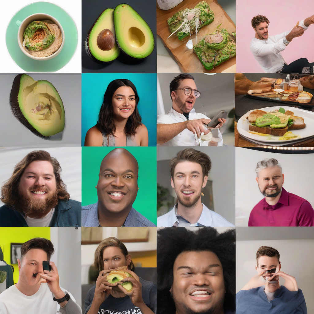 A collage of various photos showcasing Greg's complaints: avocado toast, a TikTok video, a participation trophy