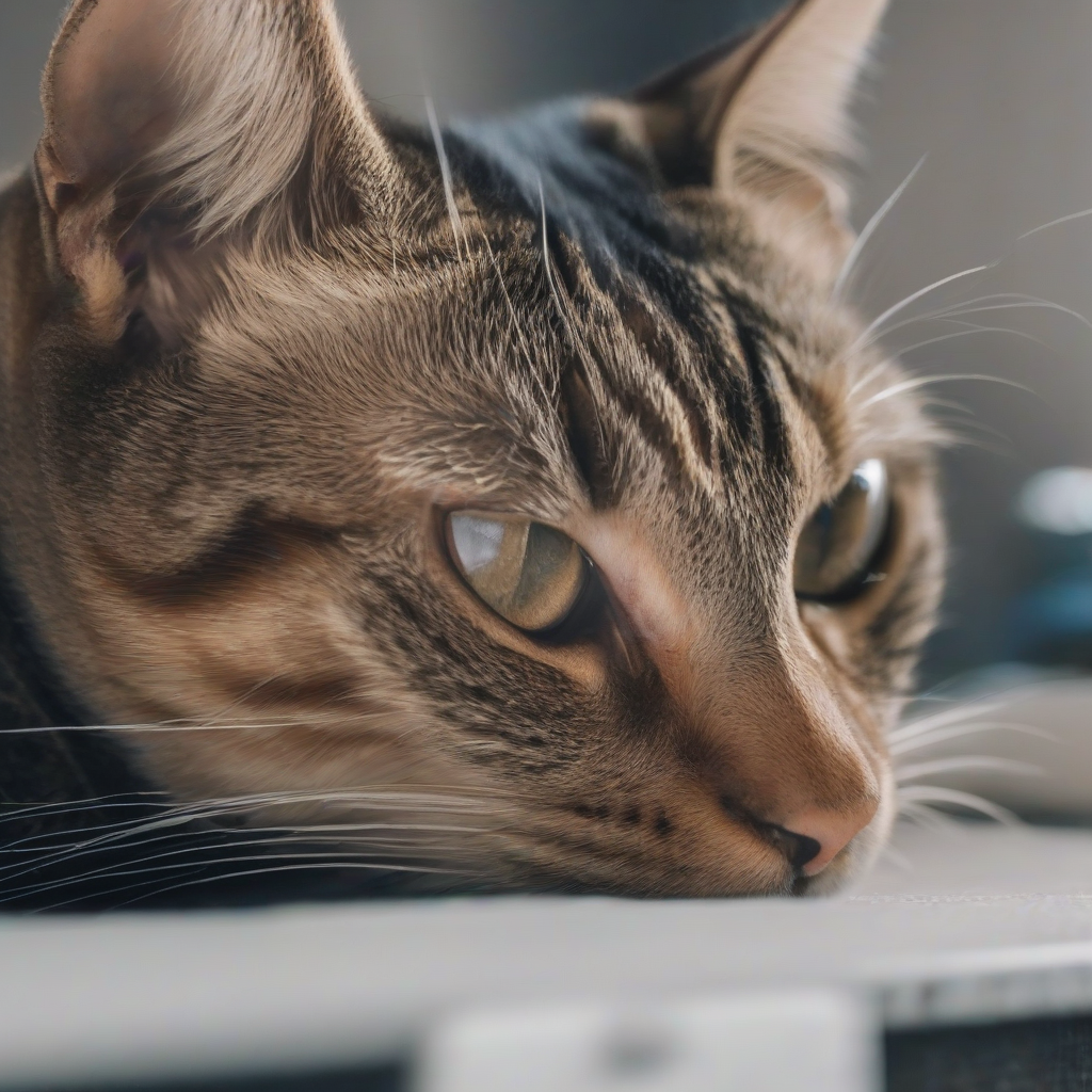 Cat staring intently at something