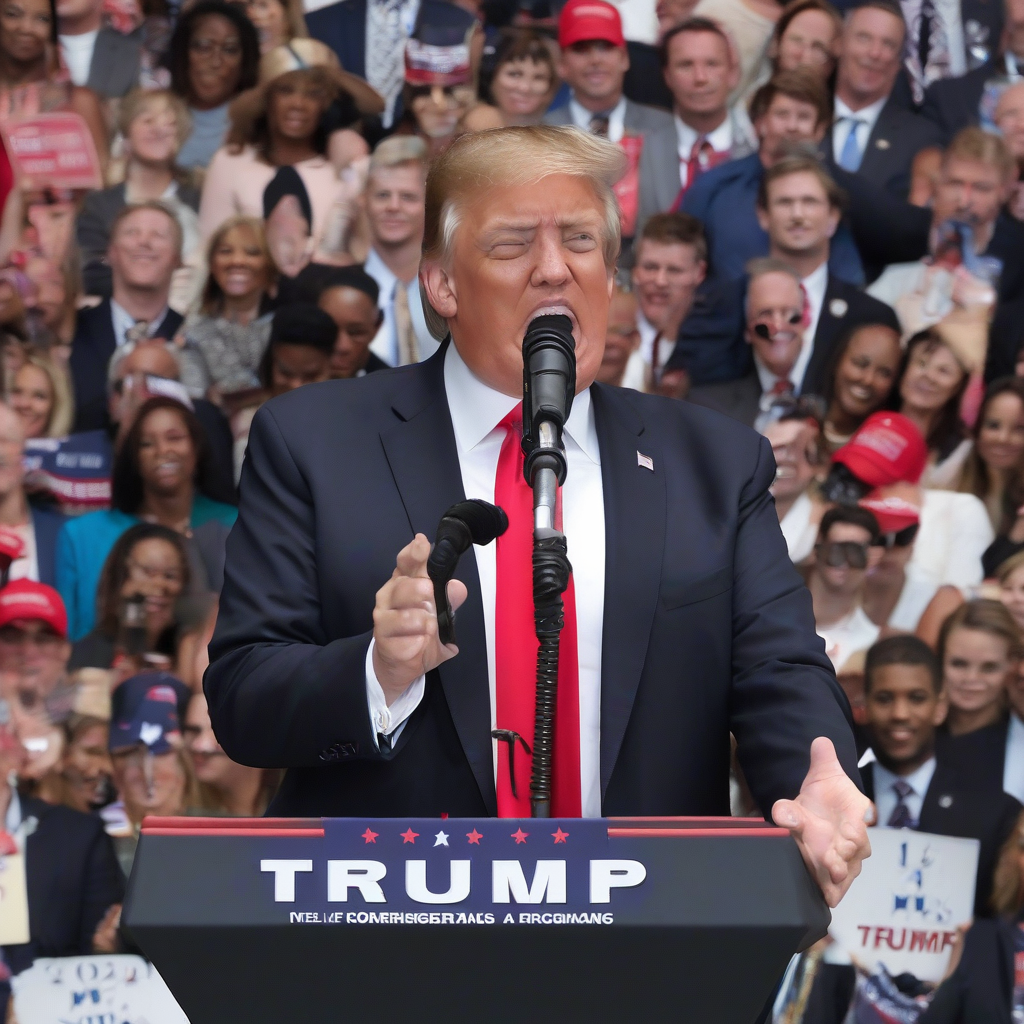 Trump speaking at a post-presidency event
