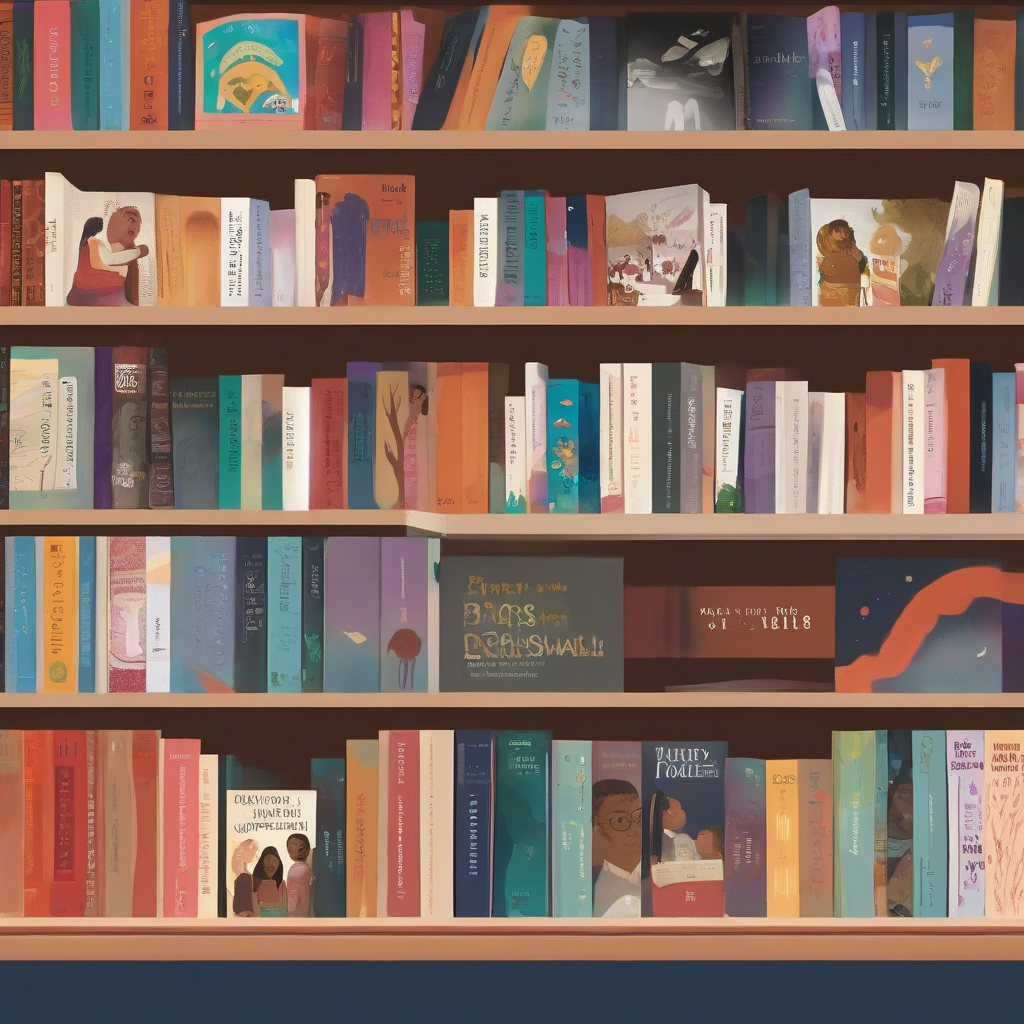 Diverse books on a shelf