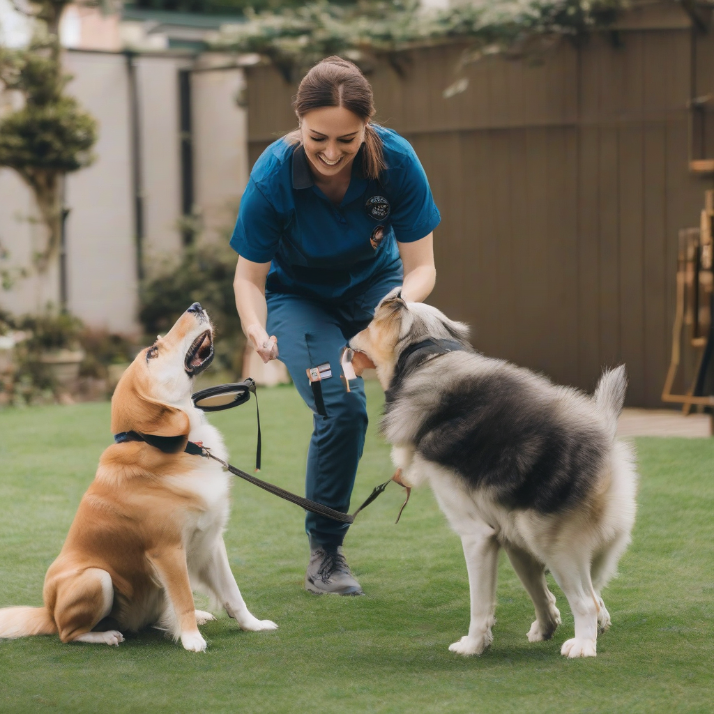 Image of a dog trainer working with a dog