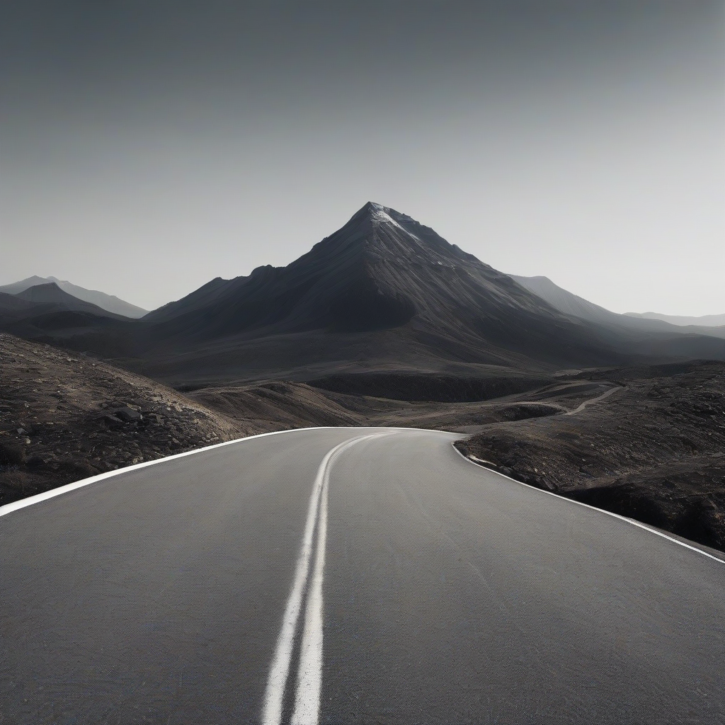 Image of a winding road leading towards a mountain peak