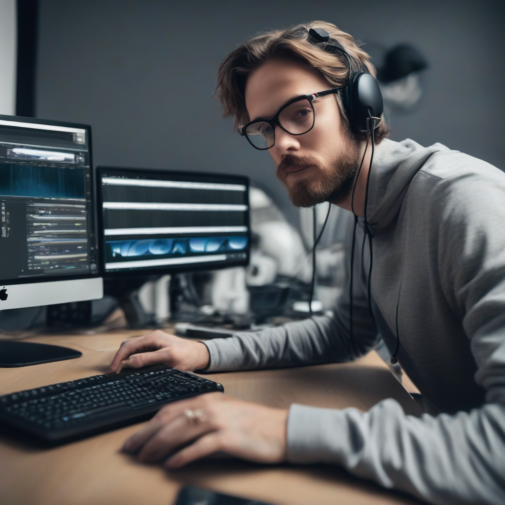 Image of a video editor working on a high resolution video